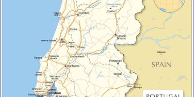 Карта Португалии и соседних стран