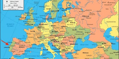 Карта Европы в Португалии